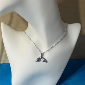 Elegant Silver Whale Tail Necklace